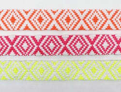 Custom 4cm 5cm diamond geometric cotton webbing belt