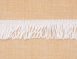 White black polyester looped fringe trims