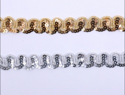 Bulk 2cm gold silver bling zig zag sequin trims